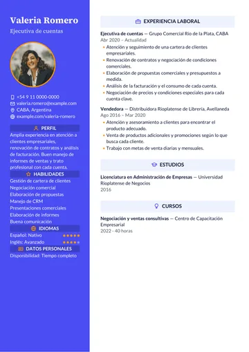 Ejemplo de CV con el diseño Profesional