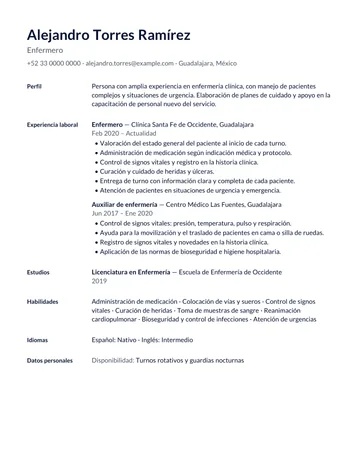 Ejemplo de CV con el diseño Mínimo