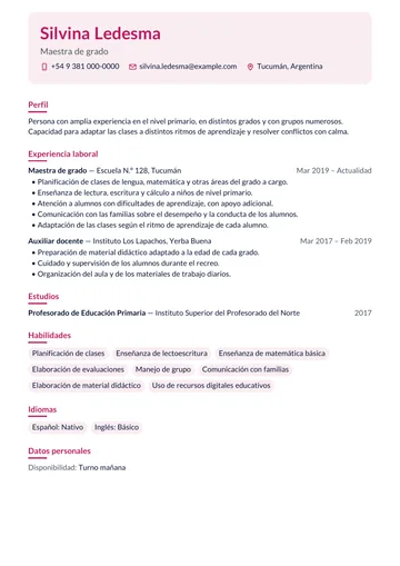 Ejemplo de CV con el diseño Suave