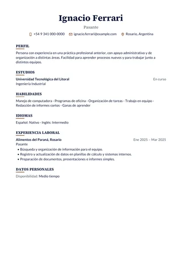 Ejemplo de CV con el diseño Editorial