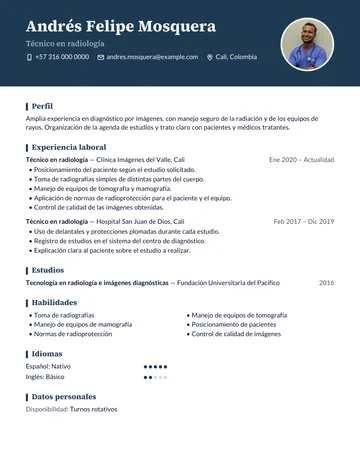 Ejemplo de CV con el diseño Cobalto