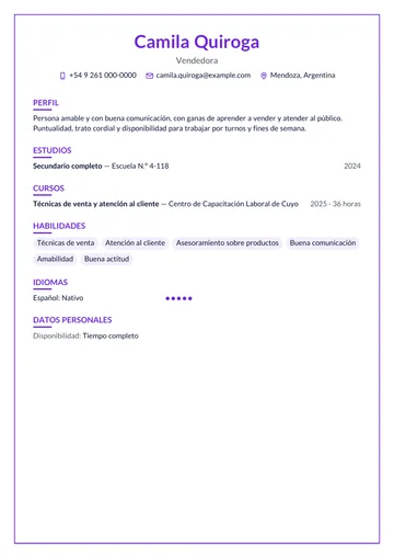 Ejemplo de CV con el diseño Marco